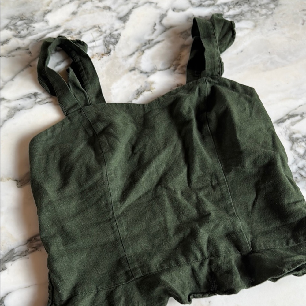 Alya Green Sleeveless Linen Crop Tank Top Women’s size Medium - Picture 5 of 10